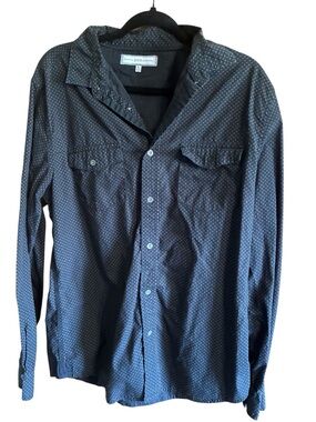 Button-Up Shirt with Small White Dot Print